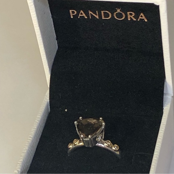 Pandora Smokey Quartz 14k & 925 Ring - Picture 2 of 10